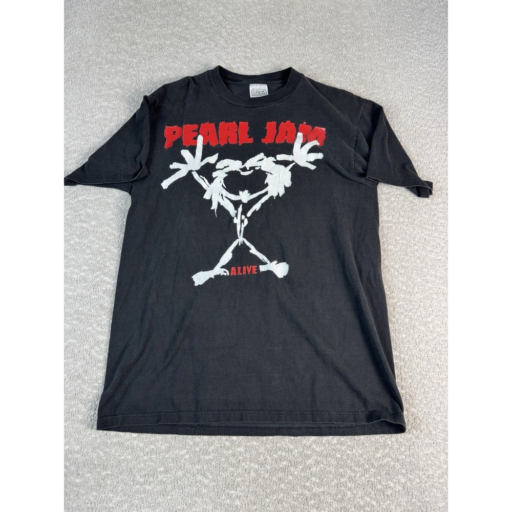 Vintage Pearl Jam Shirt Mens Large Black Alive Tour Band Setlist Graphic 90s Tee